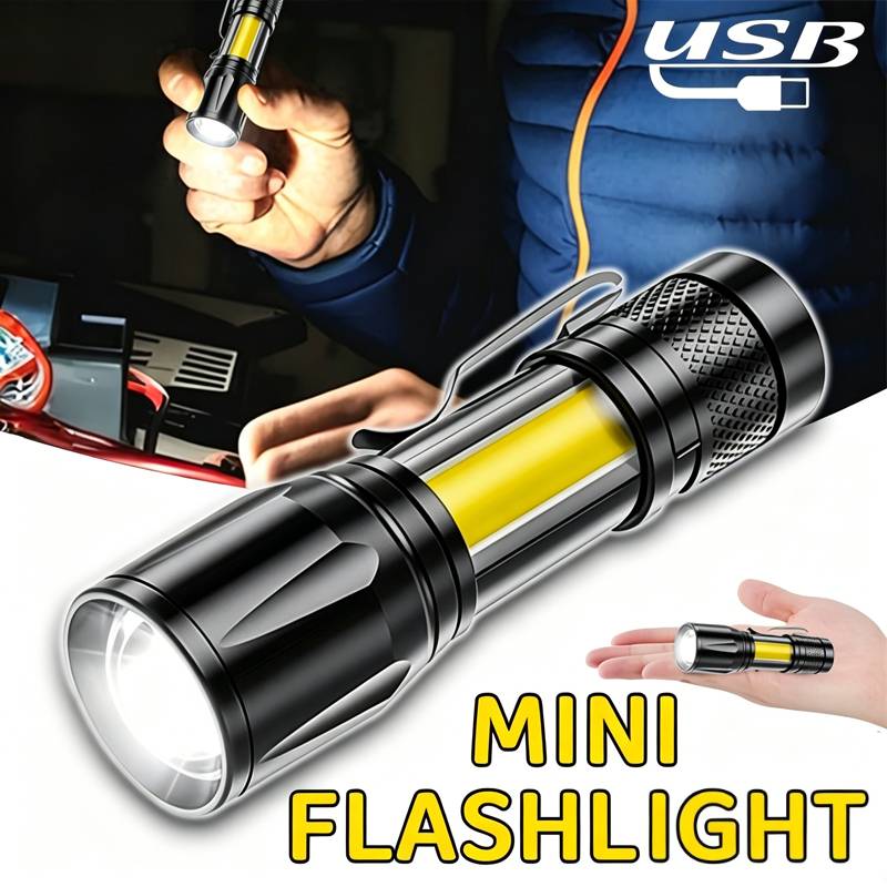 Outdoor Lighting Black - Mini linterna LED COB, reflector portátil,