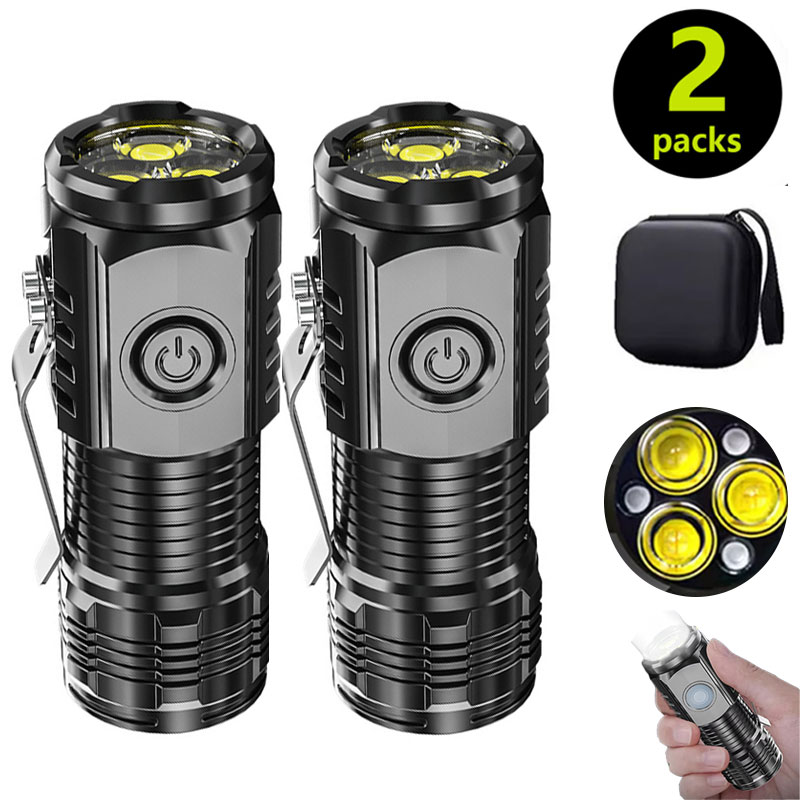Outdoor Lighting Black - Mini linterna de 3LED con Clip