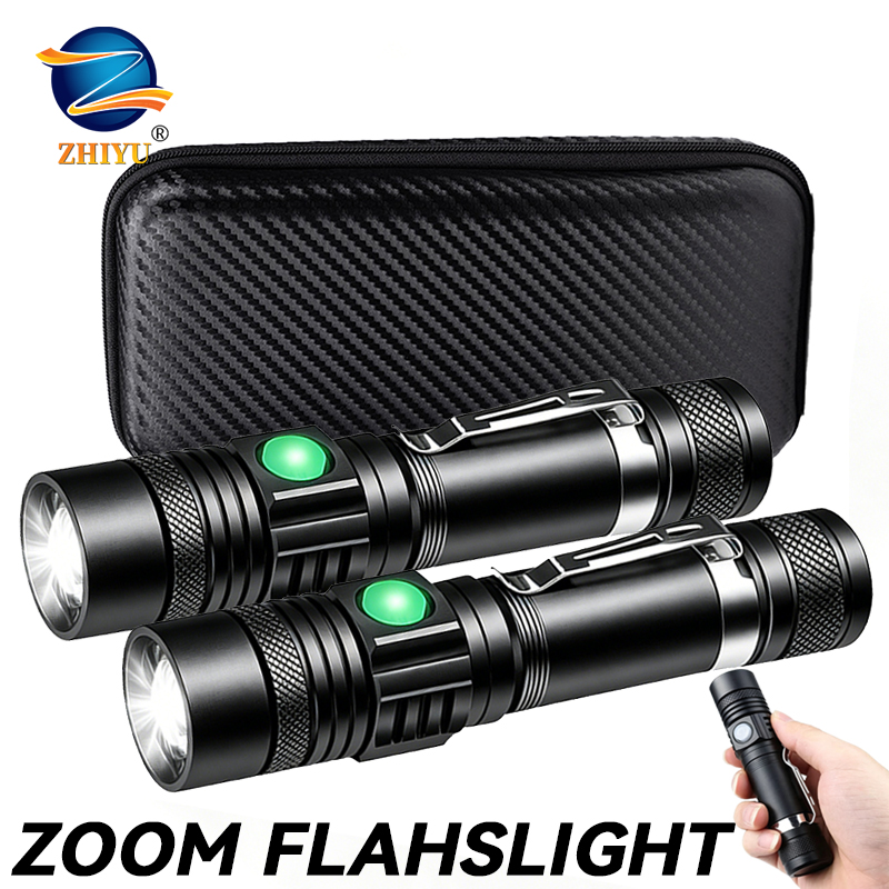 Outdoor Lighting Black - Linterna LED T6 Recargable, Linterna con