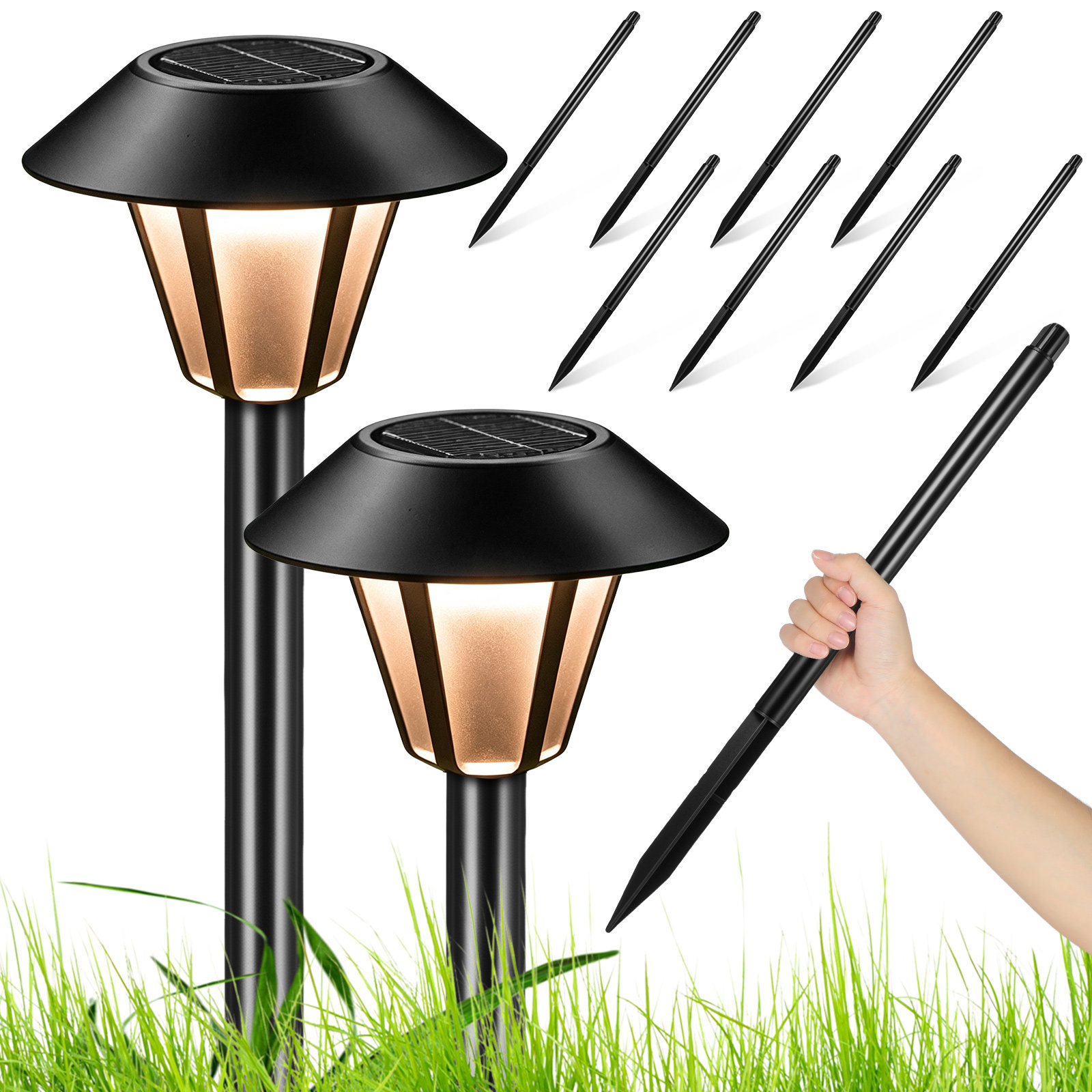 Juego de 8 estacas solares de  - Outdoor Lighting Black reseña y precio